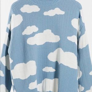 ASOS oversized sweater with cloud design in blue